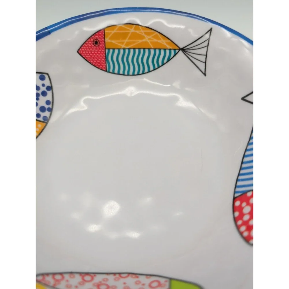 Melamine Bowls Set of 4 Fish  Ocean Coastal Beach Camper RV Tropical Summer
